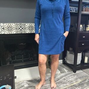 Kuhl Blue Long-Sleeve Mini Hoodie Dress